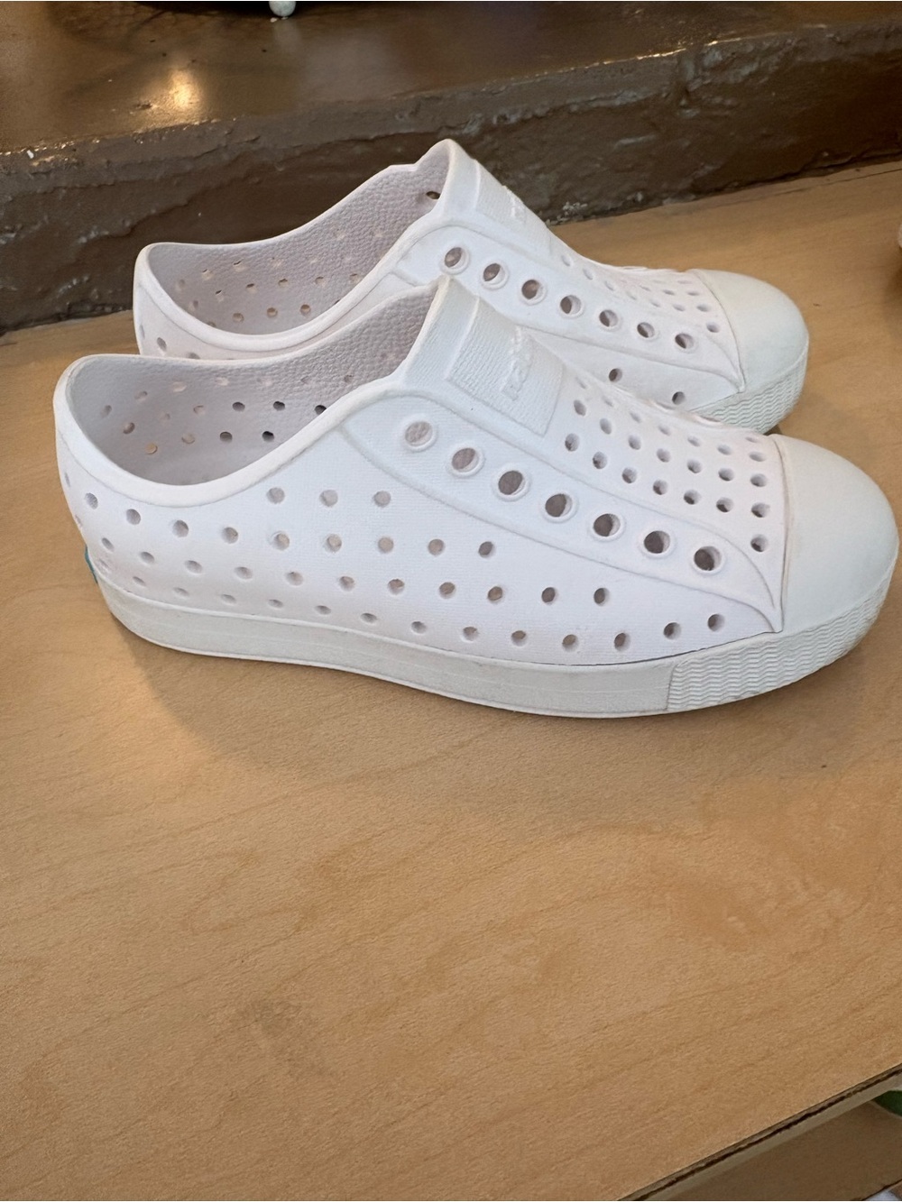 Native Kids White Slip-On Perforated Sneakers